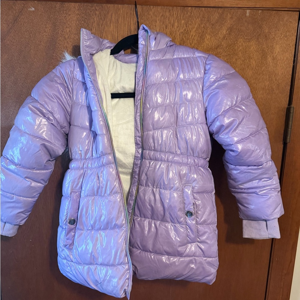 Girls' Lavender Puffer Jacket with Hood